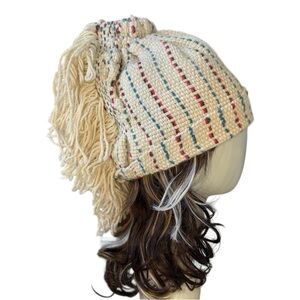 Hand Knit ALPACA Wool Hat with Fringe